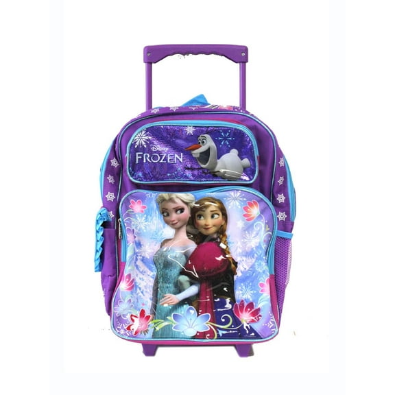 disney full size purple and blue sisters stick together frozen rolling backpack