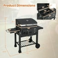 thumbnail image 3 of Costway Barrel Charcoal Grill with 2 Folding Side Tables 24-Inch Outdoor Barbecue Grill, 3 of 10