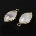 thumbnail image 3 of Natural Quartz Crystal Pendants Rock Crystal Pendants with Golden Brass Edge Faceted Horse Eye 22x12x5.5mm Hole: 1.8mm, 3 of 4