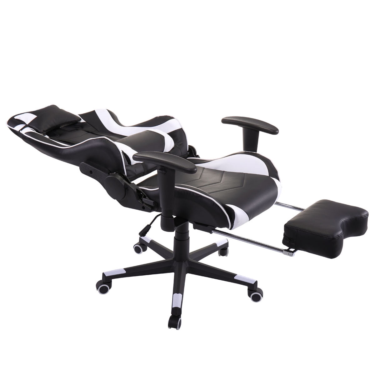 Kepooman High-Back Swivel Gaming Chair, Reclining Ergonomic Computer Chair with Lumbar Support - Black & White Kepooman High-Back Swivel Gaming Chair, Reclining Ergonomic Computer Chair with Lumbar Support - Black & White