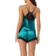 thumbnail image 3 of Conjunto de pijamas de satén para mujer INSPIRE CHIC, camisetas sin mangas con tirantes tipo racerback y pantalones cortos con encaje, conjuntos de lounge de seda XL azul, 3 of 6