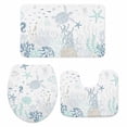 thumbnail image 2 of Summer Ocean Bathroom Rugs Set Teal Grey Shell Coral Turtle Starfish Marine Life Non Slip Absorbent Soft Bath Mats 3 Piece Set with Bathroom Rug, U-Shaped Floor Mat, Toilet Seat Cover Large Size, 2 of 9