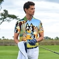 thumbnail image 4 of Lsque Bluey Pattern Golf Shirts for Men Dry Fit Print Moisture Wicking Performance Short Sleeve Polo Shirt-3X-Large, 4 of 7