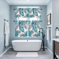 thumbnail image 4 of Blue Willow Leaf Kitchen Curtains and Valances Set, Abstract Art Leaves Botanical Lines Farmhouse Rod Pocket Window Valance Window Curtain Panels for Living Room Bedroom Laundry, 27.5x24in, 3 Pieces, 4 of 9