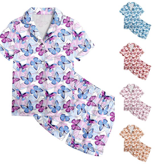 Toddler Girls Short Sleeve Prints Tops T Shirt Shorts Casual Outfits Set Girl Comfy Outfit Sets