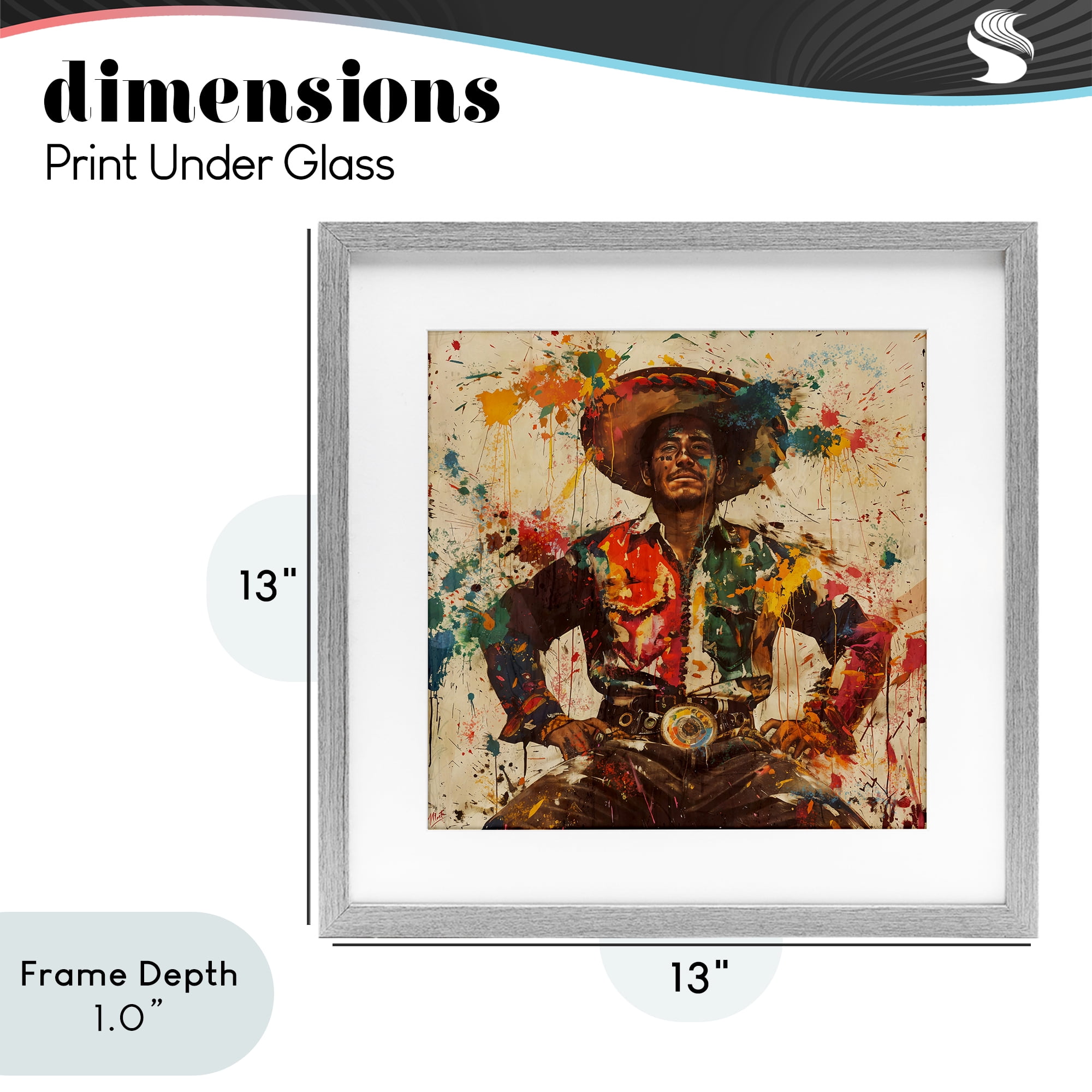 Stupell Industries El Mexicano with Paint Splatters Gray Framed Print Under Glass, design by Marta Wiley