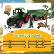 Farm Animal Tractor Toys Playset-16.5 Inches Tractor with Trailer Fence,Farmer,Tree,Cow,Farm Toy Set for Boys Girls Kids Toddlers Age 3-7 Years Old