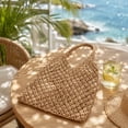 thumbnail image 4 of OCCOA Handmade Woven Beach Hollow Casual Handbag Large Capacity, Woven Tote Shoulder Bag for Summer Vacation, Boho Beach Accessory, Brown, 4 of 7