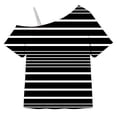 thumbnail image 6 of Mifsaly Kids Girls Cold Shoulder Tops Striped Short Sleeve T-Shirts Comfortable Off The Shoulder Casual Summer Tee Blouse, 6 of 9