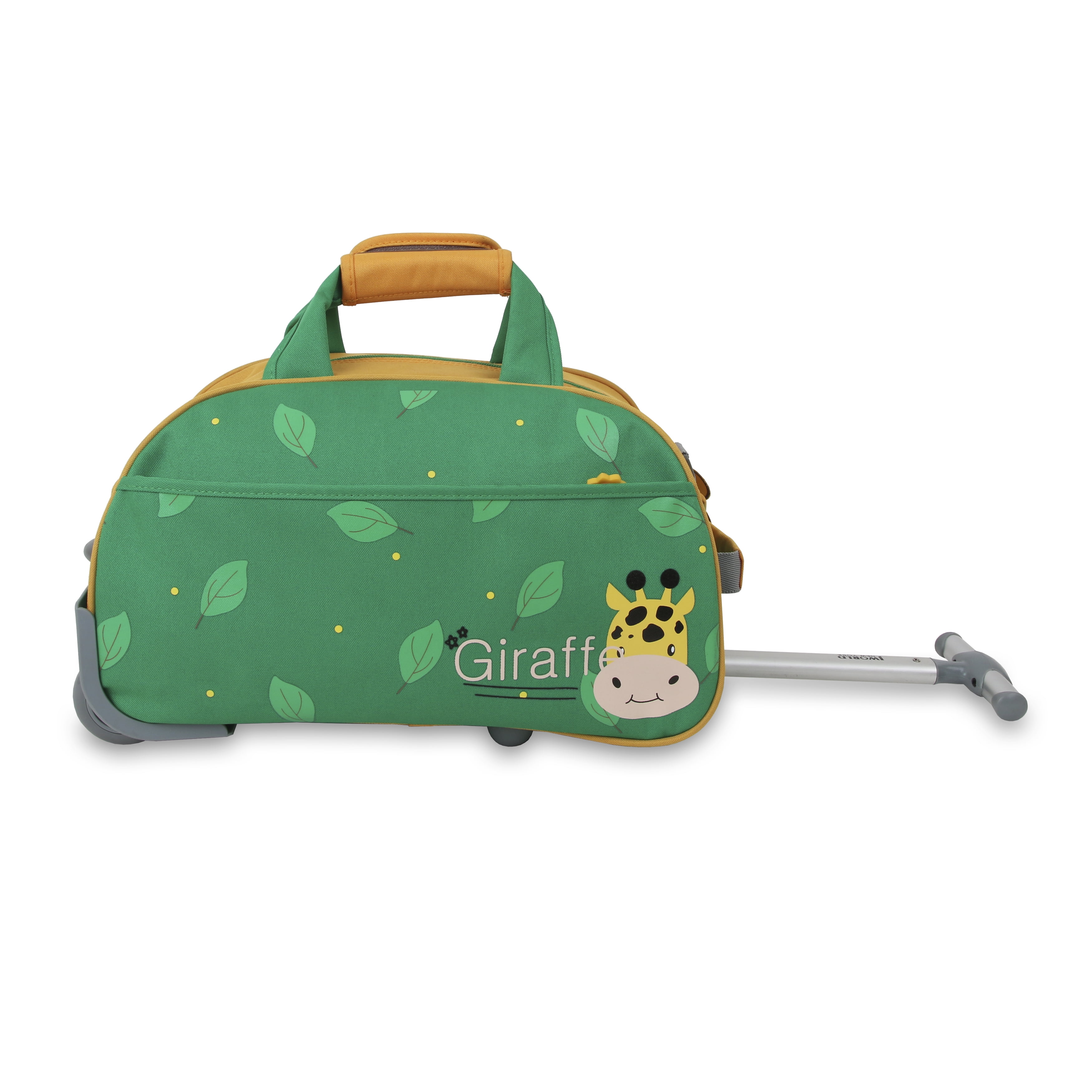 J World Boys and Girls Kids Travel Duffle Bag with Wheels Carry-on, Giraffe