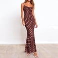 thumbnail image 6 of Xdegoge Prom Dresses for Women Slim Fit Spaghetti Strap Cowl Neck Maxi Dress Polka Dot Mermaid Ruffle Hem Evening Dresses Formal Wedding Guest Party, 6 of 7