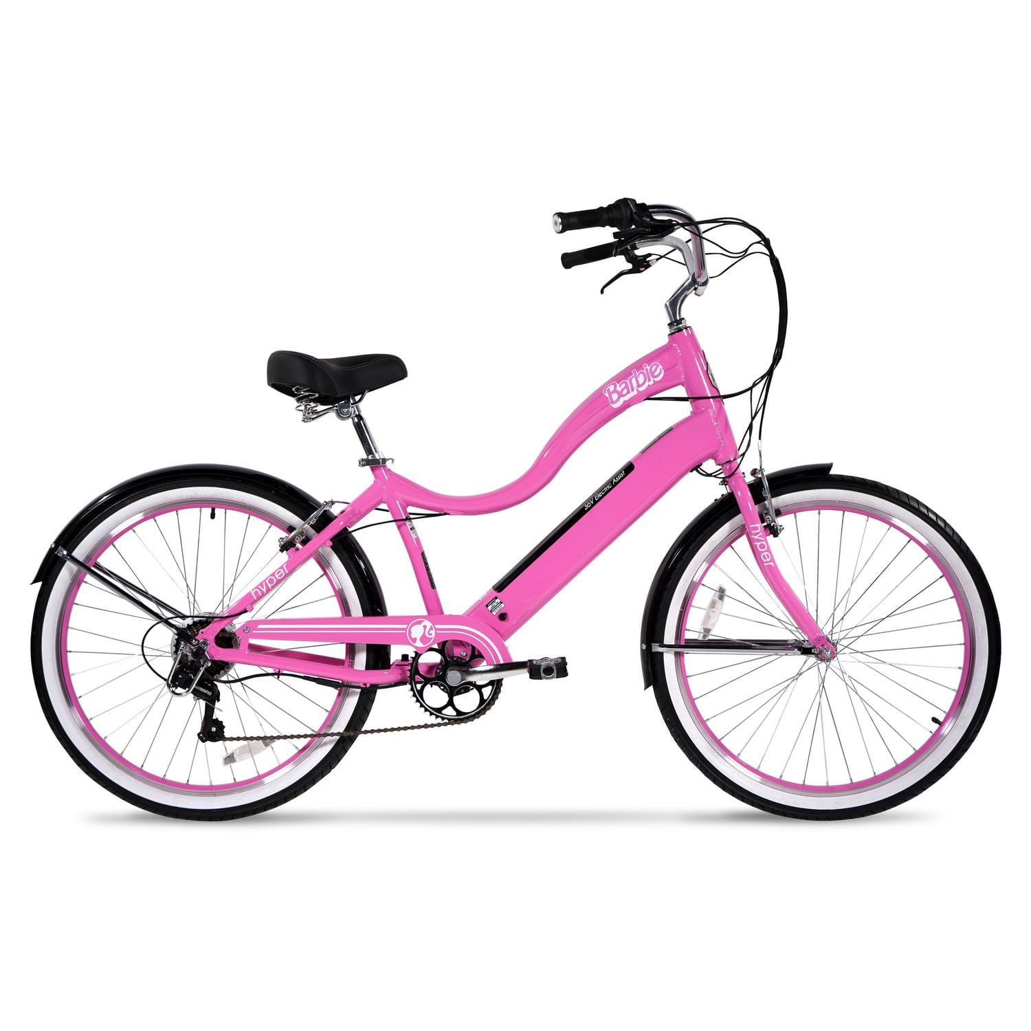 Hyper Barbie 26" Ladies 36V Electric Cruiser E-Bike for Adults, Pedal-Assist, 250W Motor, Pink