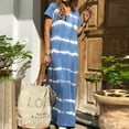 thumbnail image 4 of Henpk Summer Dresses for Women Striped T Shirt Dress Casual Midi Dress Short Sleeve Sundress with Pockets Casual Loose All-Match Stripe Print Fashion Long Dress Blue L, 4 of 5