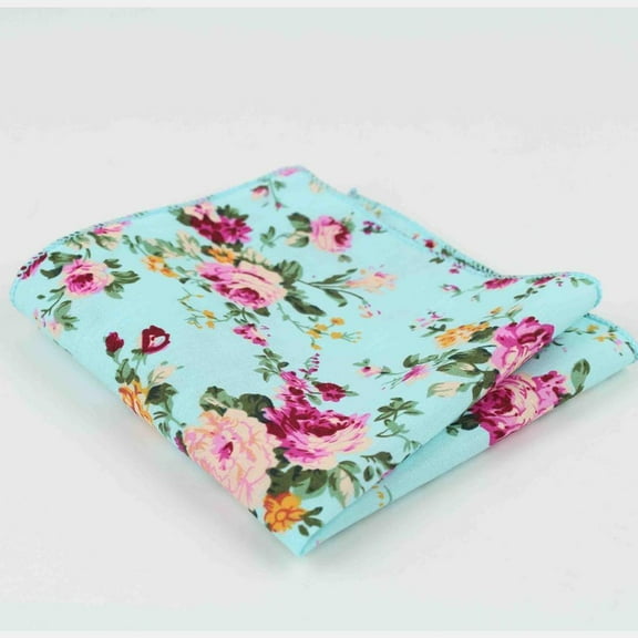 Cyan Floral Pocket Square