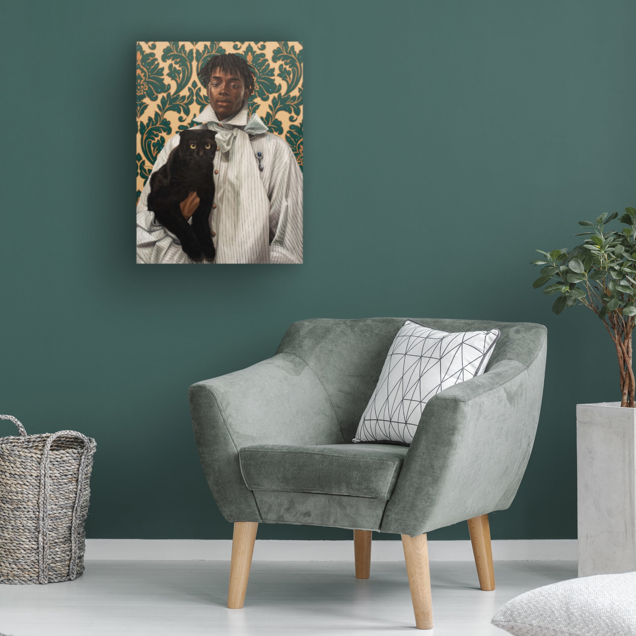 Trademark Fine Art Damilare Jamiu  Holding a Black Cat Canvas Wall Art