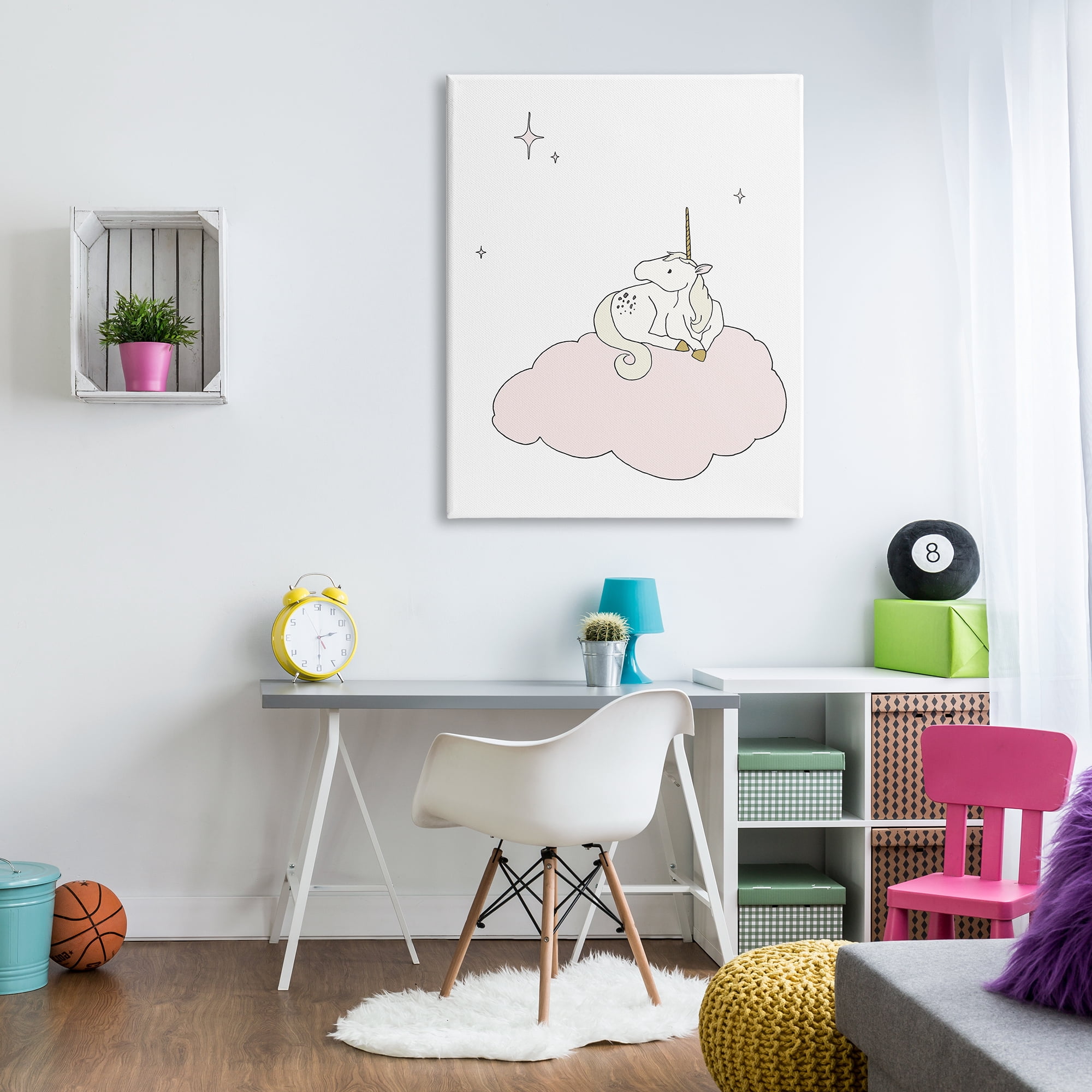 Stupell Industries Casual Unicorn Laying on Cloud Watching Nighttime Stars Graphic Art Gallery Wrapped Canvas Print Wall Art, Design by Sweet Melody Designs