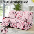 thumbnail image 2 of COEQINE Recliner Couch Cover Soft 3 Seater Reclining Sofa Cover 8 Pieces Stretch Recliner Slipcover Breathable Furniture Protector Home Living Room Decor, Pink Butterfly Plum Blossom, 2 of 8