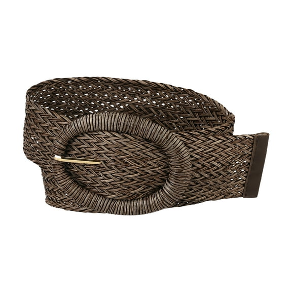 Womens Woven Belts Wide Waist Belts for Dress Decor Adjustable 22.83-33.07" Coffee
