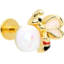 Body Candy Womens 16G PVD 316L Steel White Orb Bee Labret Monroe Lip Ring Tragus Cartilage Stud 5/16"