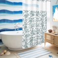 thumbnail image 5 of No Hook Shower Curtain, Teal Blue Green Shower Curtains for Bathroom with See Through Top Window, Vintage Farmhouse Boho Flower Leaf Waterproof & Washable Bath Curtain Small Stall 36"x78", 5 of 9