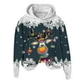thumbnail image 4 of WILLBEST Sudadera de Mujer con Capucha, Estilo Casual, con Estampado Navideño de Ciervos con Cabeza Grande y Copos de Nieve Cuello Redondo, Manga Larga y Diseño Ligero Chica​​, 4 of 4