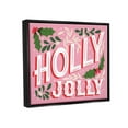 thumbnail image 3 of Stupell Industries Bold Pink Holly Jolly Phrase Graphic Art Jet Black Floating Framed Canvas Print Wall Art, Design by The Saturday Evening Post, 3 of 6