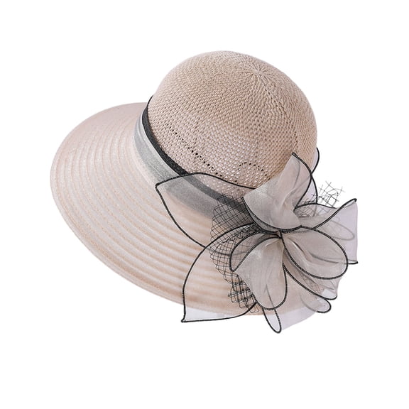 TRUBKH Women's organza hat elegant hats for women vintage hats spring hats for women church hats Organza Derby Hats for Women for women Dressy Hats Sun Hats chapeau pour femme Beige One Size