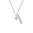 thumbnail image 2 of Delight Jewelry Goldtone Mini Skull & Bones with Crystals Silvertone Mother Daughter Bar Charm Necklace, 23", 2 of 4