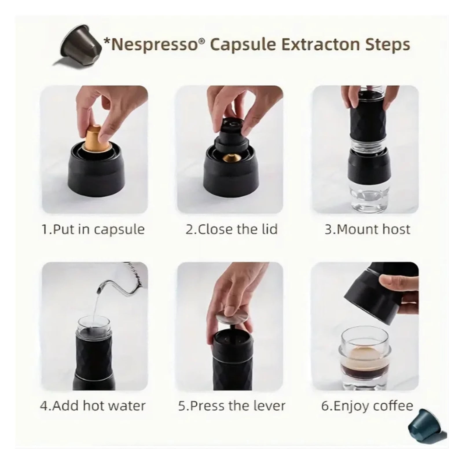 Portable Espresso Machine, Mini Coffee Maker Using Capsule&Ground Coffee, Handy Espresso Maker For Travel Camping Outdoor ,Portable