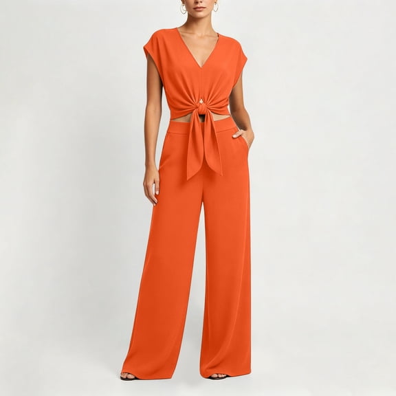 gbyLJF Womens 2 Piece Outfits Sleeveless Tank Top High Waisted Wide Leg Pant Loungewear Sets Summer Casual Tracksuit