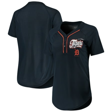 - Women's New Era Navy Detroit Tigers Henley Mesh Jersey T-Shirt