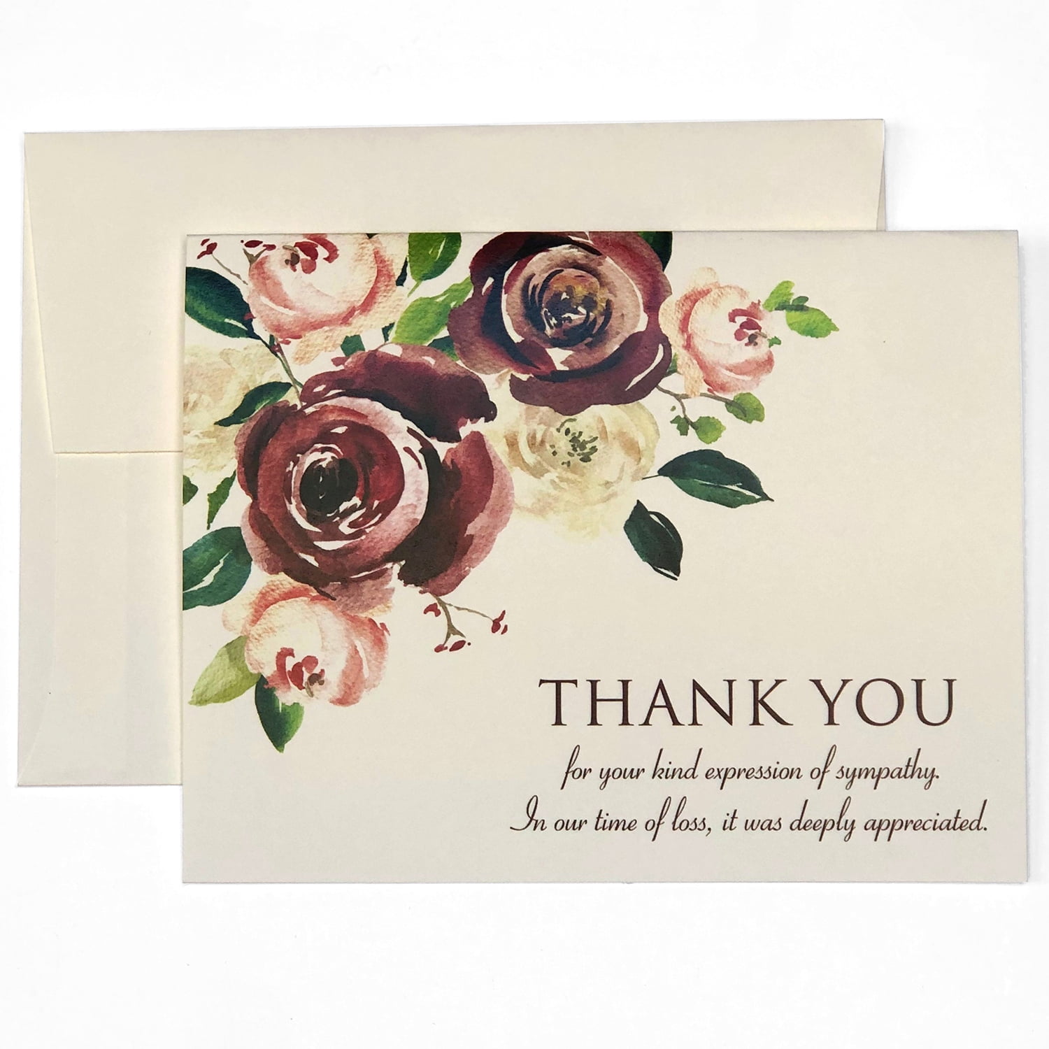 Vintage inspired Thank You pink roses small note cards set of 8 with envelopes 