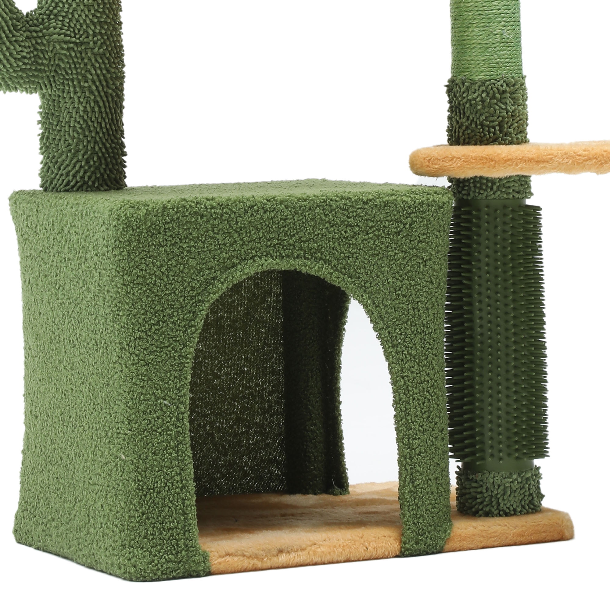 Dextrus 37" Tall Cactus Cat Tree Tower,Indoor Cat Condo with Self-Grooming Brush, Plush Platform, Hammock, Sisal Scratching Posts, and Toy Balls,Green