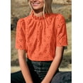thumbnail image 2 of Blusa PRETTYGARDEN de verano con ojales bordados en naranja para mujer, 2 of 7