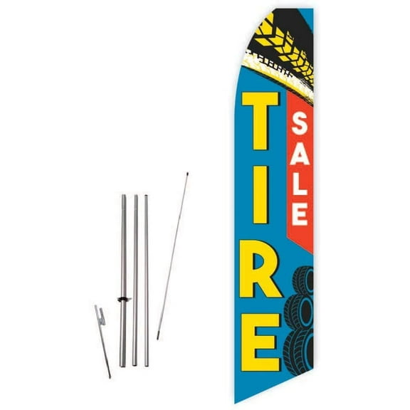 Tire Sale Teal Super Novo Feather Flag - Complete with 15ft Pole Set and Ground Spike
