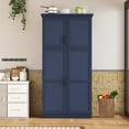 thumbnail image 3 of Harper & Bright Designs Farmhouse Kitchen Pantry Cabinet with Hutch, Tall Kitchen Storage Cabinet with Door and Drawer, Freestanding Hutch with Adjustable Shelf and Pull-out Trays, 70.9", Blue, 3 of 16