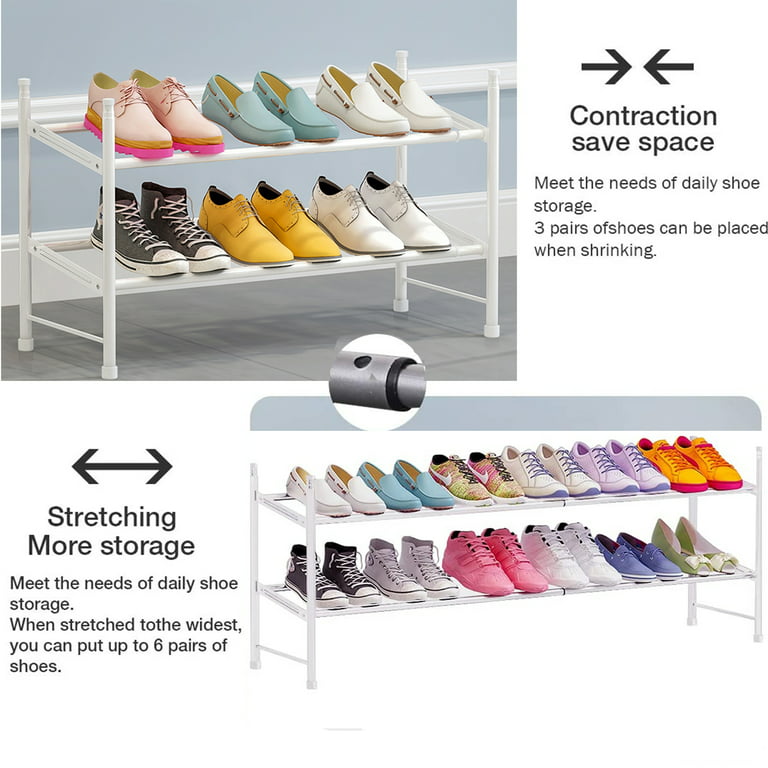Forthcan 2 Tier White Shoe Rack Stackable Shoe Shelf for Closet up to 12  Pairs of Shoes 
