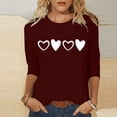 thumbnail image 2 of Plebaso Chemises à Manches 3/4 pour Femmes Mignonnes avec Cœur Hauts Amples Décontractés Blouses à Col Rond T-Shirts Imprimés, 2 of 4