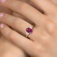 thumbnail image 4 of Gem Stone King 18K Yellow Gold Plated Silver Red Created Ruby and White Zirconia Engagement Ring for Women | 2.50 Cttw | Oval 9X7MM | Gemstone July Birthstone | Size 8, 4 of 6