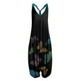 thumbnail image 2 of Women Casual Vintage Print Backless V-Neck Sleeveless Playsuit Jumpsuit, 2 of 4