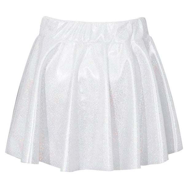 inhzoy Girl's Metallic Skater Skort Dance Shiny Pleated ALine Mini