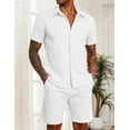 thumbnail image 2 of COOFANDY Men's Cotton Linen Sets Outfits 2 Piece Summer Beach Short Sleeve Button Down Shirts Beachwear Party Outfits, 2 of 4