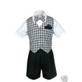 thumbnail image 4 of Baby Boy Infant Toddler Wedding Formal Party Shorts Black Vest Suit S-4T Gingham, 4 of 7