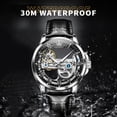thumbnail image 4 of OLEVS Automatic Watches for Men Skeleton Black Leather Band Large Face Self Winding Mechanical Mens Dress Watches Waterproof Easy to Read Luminous Business Casual Mens Wrist Watches Reloj Para Hombre, 4 of 14