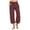 Wine, variant on Hvyesh Capri Pants for Women Cotton Linen Summer Casual Cropped Pants Drawstring Elastic Waist Wide Leg Capris with Pockets