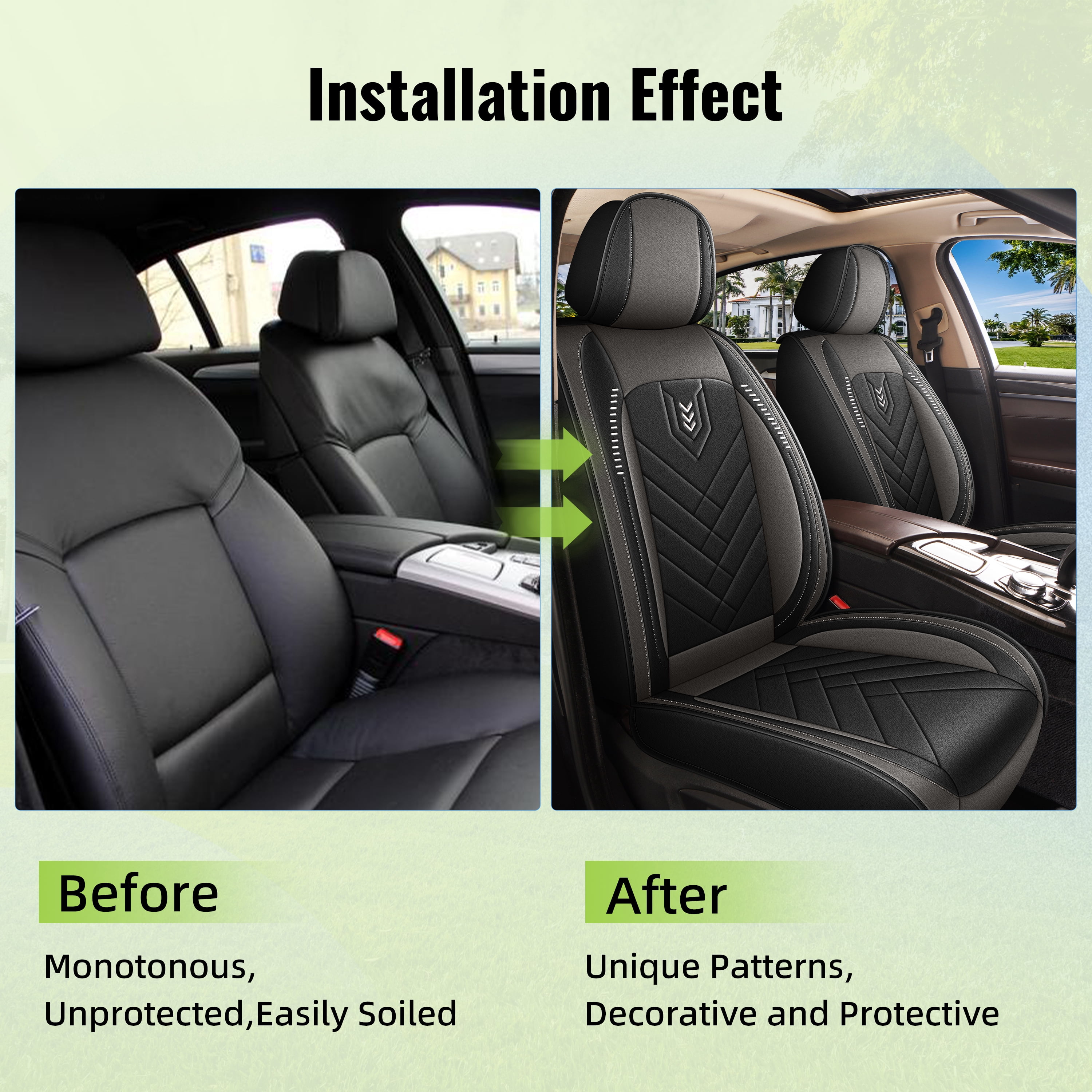 LAONNVIR 2 Front Seat Covers Fit for Jeep Renegade 2015-2025 Leather Seat Covers Breathable Waterproof Vehicle Seat Cushion Grey,2 Front Seat