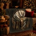 thumbnail image 3 of Antlered Deer Within Woodland Stream Foliage Wreath, Soft Flannel Blanket with Rustic Wildlife Illustration Print, Housewarming Gift and Home Decor for Bedroom and Living Room, 3 of 7