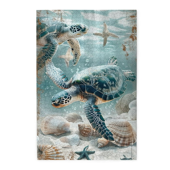 1000 PCS Classic Turtle Stroll - 1000 Piece Animal Jigsaw Puzzle,Stress Relieving Pleasure,Enjoy The Puzzle Solving Process,1000 Piece Wooden Puzzle For Adults Challenging Charm Puzzle For Game Night