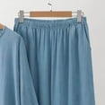 thumbnail image 5 of Sakmal Long Sleeve Comfy Pajamas for Women Set Blue Lounge Soft 2pc Top and Pants Round Neck Loose Fit with Pockets Women Sleepwear 3XL-5XL, 5 of 5