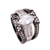 Adora Wedding Ring Set for Women Engagement Ring 2 Matching Band Cubic Zirconia Black Halo Ginger Lyne Collection